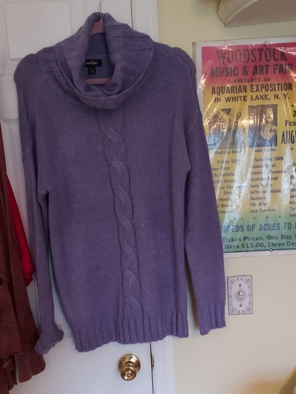 Lord & Taylors Purple Cowlneck Sweater Sz Med